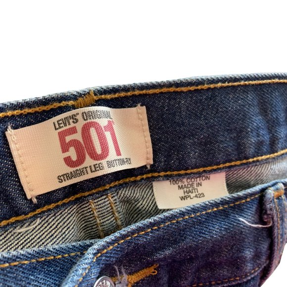 Levi's 501 Straight Leg Mens Jeans Tag W42xL32 Blue Denim Button Fly - Picture 8 of 9
